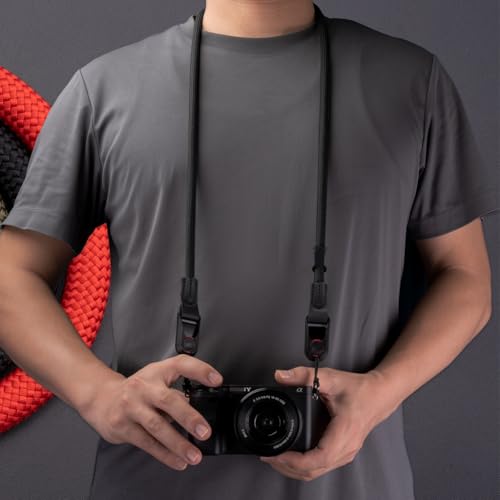Image of ZORBES110cm Camera Shoulder Strap, Camera Nylon Sling Rope, Hands-Free Nylon Braided Crossbody Strap for DSLR /Mirrorless Cameras Quick-Release Camera Sling Strap, Secure Round Rope Strap (Black)