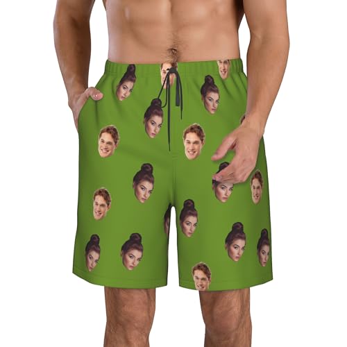 Custom Mens Swim Trunks with Faces, Personalized Funny Swim Shorts, Customized Swim Shorts for Mens Beach Wear Team