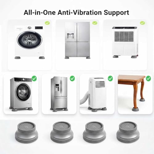 Image of SAI PRASEEDA Anti-Vibration Washing Machine Pads | 1 Set (4 pcs) | Grey | Round Shape | Stands for Washer, Fridge, Furniture, Beds, Tables, Sofa | Shock & Noise Reduction
