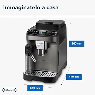De'Longhi Magnifica Evo Next ECAM312.80.TB, Macchina Caffè Automatica con Monta Latte Automatico, Macchina Caffè Chicchi per Caffè e Cappuccino con Display Touch Intuitivo, 1450W, Nero/Titanio