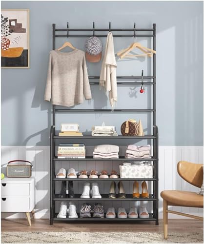 Étagère à chaussures en fer noir armoire de rangement compacte - 7