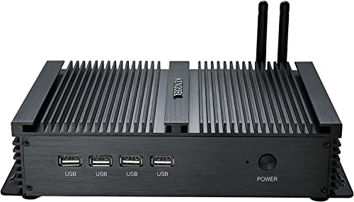Image of KINGDEL Fanless Industrail Computer, Mini Desktop PC with Celeron 1037U Dual Core CPU, 8GB RAM, 512GB SSD, 2xNICs, 4xUSB 3.0, 4xCOM RS232, HD Port