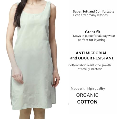 Image of Women's Sleeveless Cotton Inner Slip Dress Round Neck Soft Comfortable Fit Full Length Camisole Innerwear Summer top Undergarment for Girls