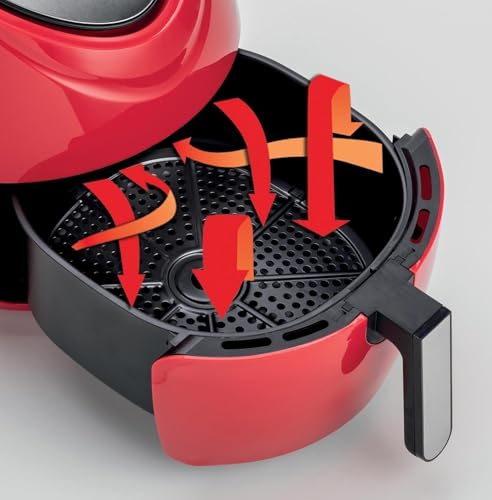 Ariete Airy Fryer XXL 4618, Friteuse à Air 7 Litre, Minuterie 60 Minutes, Ecran LCD et Tactile avec 7 Modes de Cuisson, Température Maximale 200° C, Capacité 2.5kg, 1800W, Red