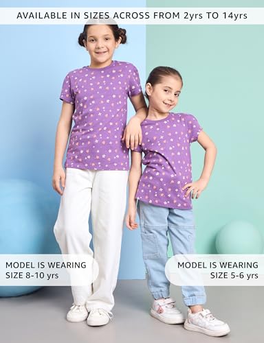 Image of Amazon Brand - Symbol Girls 100% Cotton Graphic Printed Half Sleeves Regular fit T-Shirt
