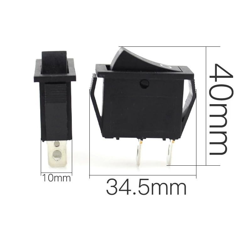 1 interruttore a bilanciere nero, 3 pin, barca, 2 posizioni, 15 A 250 V