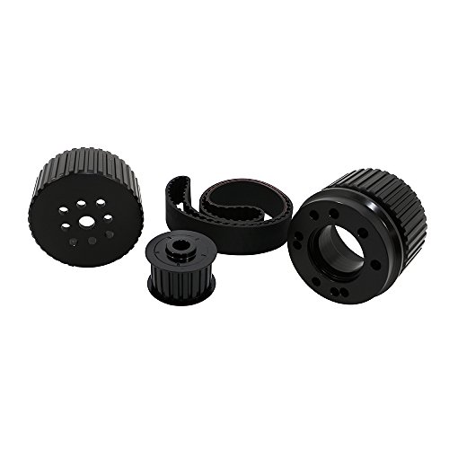Assault Racing Products 2252KIT-BK Small Block Chevy Black Billet Aluminum Gilmer Belt Drive Pulley Kit Long Water Pump SBC 305 350