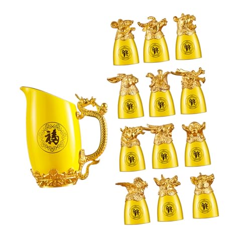 Set de 12 copas de cerámica doradas con dispensador