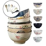DAYUMKOU 6 Pack Decorative Ceramic Bowls with 6 Spoons