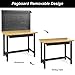 Goplus Work Bench with Removable Pegboard, 48” Bamboo Workbench for Garage w/Drawers, Adjustable Anti-Slip Pad, Hanging Hooks, Heavy-Duty Work Table Tool Storage Bench for Warehouse Home Workshop