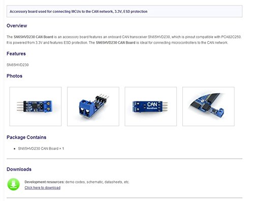 Waveshare SN65HVD230 CAN BOARD Connecting Mcus To Can Network Features Esd Protection Communication Evaluation Development Board 3.3V thumb #5