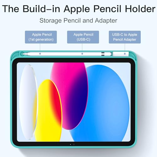 Image of Akkerds Compatible with iPad (A16) 11th Generation Case 11 Inch 2025, for iPad 10th Generation Case 10.9 Inch 2022 with Pencil Holder, Slim Trifold Stand Protective Cover with Soft TPU Back, WaterBlue