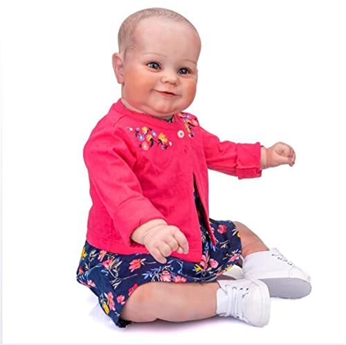 HOMONEY Lebensechte Reborn Puppen, 60 cm Große Gröb Wiedergeborene Baby Kleinkind Mädchen, Weiche Körper Handzeichnung Haare, 3-6 Month Größe – Bild 7