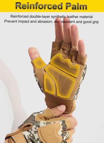 SUJAYU Fingerless Outdoor Gloves for Men Women, Knuckle Protection for Cycling Hiking Bicycle Riding Motorcycle Gloves for Men Women (Black, Medium)