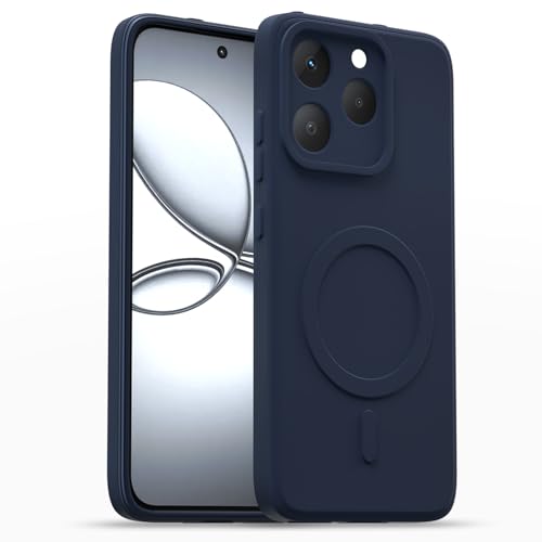 Image of Outlouders Back Cover for Realme 15T 5G / Realme Narzo 90 5G Soft Matte Silicone Cover with Slim Fit | Mag-Safe Logo (Not Mag-Safe Compatible) | Shockproof | Camera Protection Bumper Case (Blue)