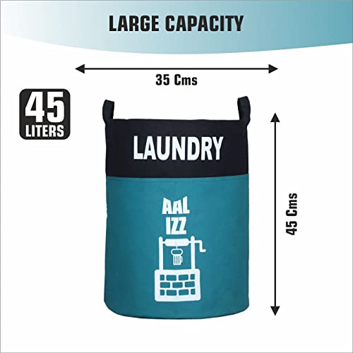 Image of 45 L Canvas Laundry Basket for Clothes & Toys (Aal Izz Well)