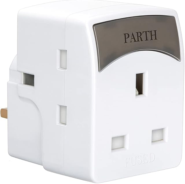 PARTH 3 Way Triple Plug Adaptor with LED Indicator - Multi Plugs Extension Plug Adapter - UK Socket Plug - Power Extender Block Socket for Home,Motorhome,Dorm,Office MAX 3250W