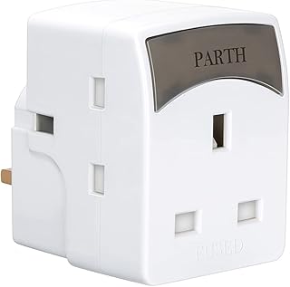 PARTH 3 Way Triple Plug Adaptor with LED Indicator - Multi Plugs Extension Plug Adapter - UK Socket Plug - Power Extender Block Socket for Home,Motorhome,Dorm,Office MAX 3250W