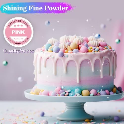 Essbarer Glitzer - 6g Lebensmittelfarbe Pulver für Schokolade, Erdbeeren, Cupcakes, Kuchen, Fondant (Gold)