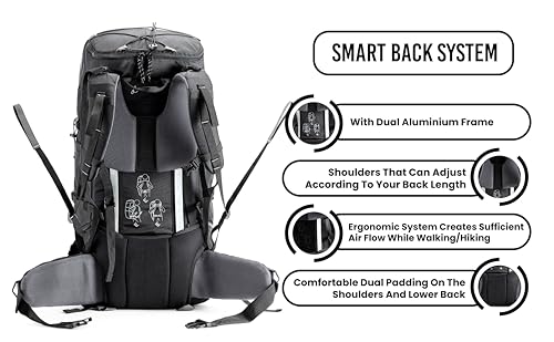TRIPOLE Terra Backpacking and Trekking Rucksack with Front Black - Image 4