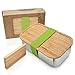 Produktbild freshbox.® Nachhaltige Brotdose Edelstahl Bambus 1100 ml mit Schneidebrett und Unterteilung, Bento Box, Meal Prep Boxen, Eco Brotbox, Lunch Box für Kinder und Erwachsene, Zero Waste