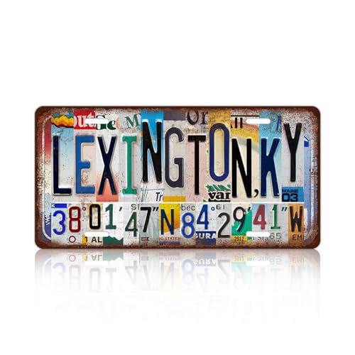 JBYMsign Vintage City Wall Decor Lexington,Ky License Plate Metal Sign Tin Signs Poster