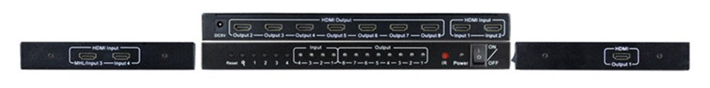 HDMI Switch 4x8 con telecomando HDMI Switcher Splitter Converter Adapter Supporto 4K * 2K 3D 1080P Alta qualità