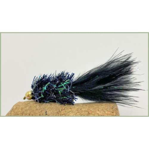 Trout Flies, Lures. 6 Pack, Gold head Black Fritz Lures, Size 10, Fly Fishing