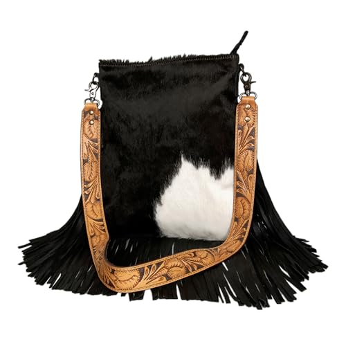 American Darling Messenger Hand Tooled Hair On Genuine Leather Western Women Bag Handbag Purse | Cute