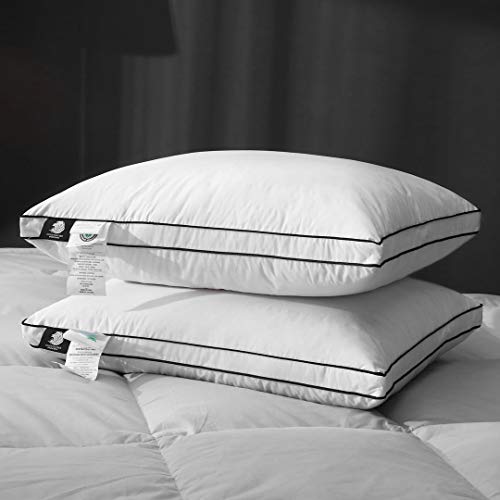 Apsmile Organic Goose Feathers & Down Pillow For Sleeping, 2 Pack King Size Gusseted Pillow Inserts, Hotel Collection Medium Bed Pillow Set For Stomach, Side And Back Sleepers, 20X36 #TOP1