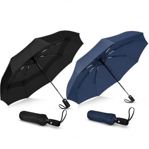 Image of QONETIC Portable Auto Open Close Travel Umbrella for Men & Women, Windproof Folding Umbrella for Rain, Compact Waterproof Umbrella, Lightweight 3 Fold Design for Daily Travel & Office Use