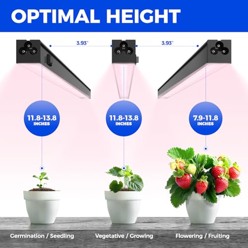 Image of Barrina 1ft Grow Lights for Indoor Plants Full Spectrum, LED Grow Lamp with Black Cover, T5 Grow Light Strip, Under Cabinet Grow Light with Switch Cord, Plug and Play, Linkable, Pinkish White, 4 Packs