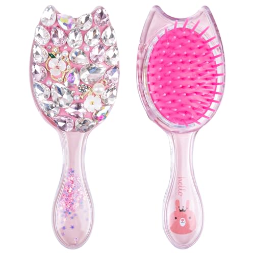Brosse à cheveux chat rose à paillettes cristal AUEAR peigne démêlant