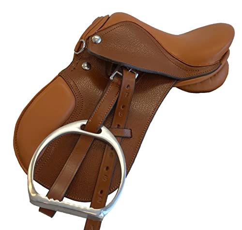 Equitem Leather Rocking Horse, Display or Dog English All Purpose Saddle with Leathers and Irons (Tan)