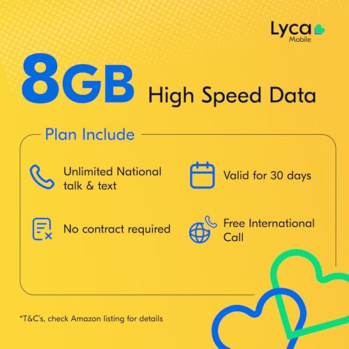 Image of Lyca Mobile USA Prepaid 5G /4G SIM Card | $23 Plan | Unlimited Talk, Text & Data | 8GB High Speed Data (8GB Hotspot) | 30 Days