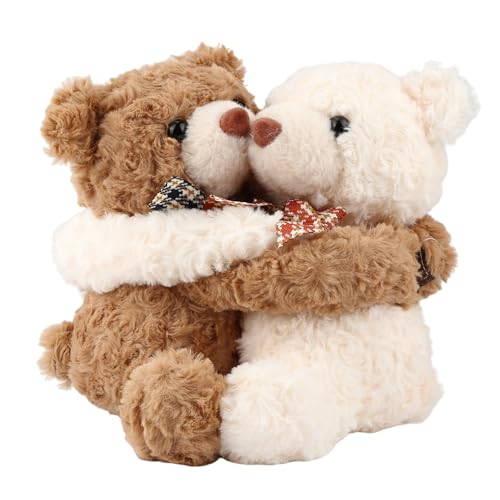 Image of Hugging Teddy Bears, Two Hugging Teddy Bears Stuffed Animals for Couple Girlfriend Girls Kids with Paw Hook and Loop, Soft Plush Toys Companion Gifts for Valentines Birthday Christmas Room Home Decor