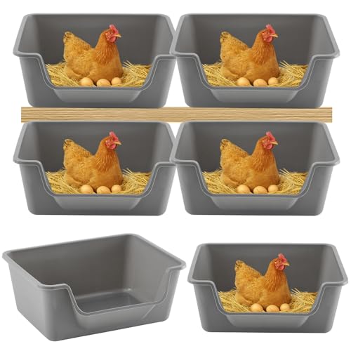 6 Pack Washable Chicken Nesting Box, Floor Durable Chicken Coop Accessories Easy Clean Plastic Square for Hens Ducks and Poultry for Egg Collection Backyard