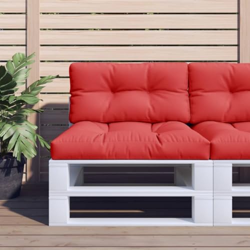 Mokuyary Cojín para palé, 2 piezas, color rojo, estilo exterior, jardín, cojín para palés europeos, 80 x 80 x 12 cm