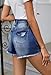 Pink Queen Women's Casual High Waisted Ripped Stretchy Denim Shorts Cut Off Hot Short Summer Distressed Frayed Jeans Comfy Cotton Fashion Jean Shorts with Pockets Blue S