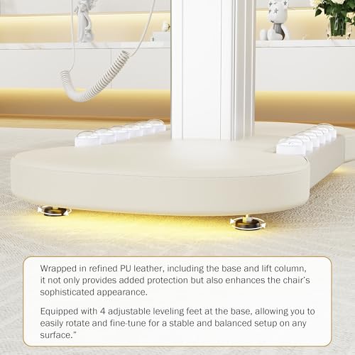 Image of Professional Electric Spa Table /Chair with LED Light, 3 Motor Height Adjustment, Backrest, Leg Support Angle Adjustable for Massage, Facial, Medical, Tattoo, Waxing, Beauty Salon and More - Beige Gray