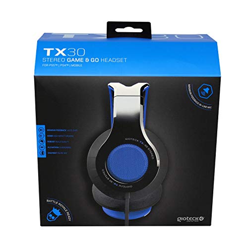 Gioteck - TX30 Stereo Game&Go Headset Blue Grill voor PS4, 40mm high impact drivers, Robuuste bouwkwaliteit, Alcantra demping, Discrete inline mic - Afbeelding 3