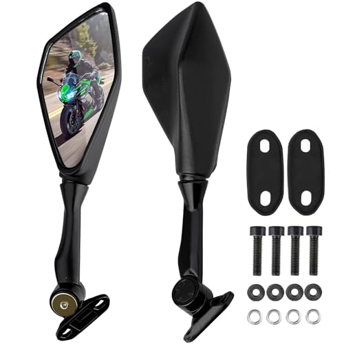 Refitial Motorcycle Rear View Mirrors for Kawasaki Ninja 400 300 650 500 250 ZX6R 636 EX400 EX300 360 Rotating ABS Racing Side Mirror Replacement Compatible with Ninja 2011-2025 Accessories