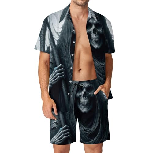 Ensemble 2 pièces pour homme vêtement d'été short chemise motif faucheuse