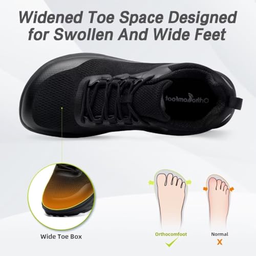 OrthoComfoot Men's Orthopedic Diabetic Wide Walking Shoes: Comfortable Casual Arch Support Plantar Fasciitis Fashion Sneakers, Work Tennis Orthotic High Arch Swollen Feet Shoes for Foot Heel Pain2