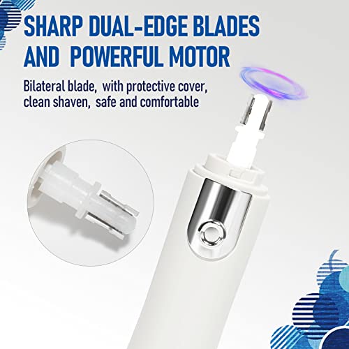 2022 Upgraded Nose Hair Trimmer ,Nose Ear Trimmer For Men Women , Eyebrow And Facial Hair Removing Trimmer Clipper, Battery-Operated Dual- Edge Blades , Hair Trimmer With Waterproof (White) #TOP6