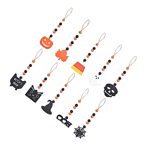 Décorations en bois d'Halloween : guirlande de perles couleur pour atmosphère