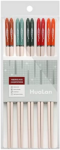 HuaLan Fiberglass Chopsticks Series - Japanese Non-Slip Luxury Reusable Chopsticks 5 Pairs Gift Set