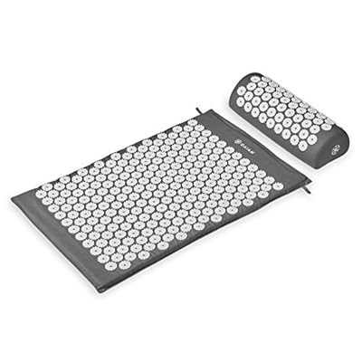 Gaiam Acupressure Mat and Pillow Set, Acupuncture Style Massage Mat & Pillow, Relief for Sciatic Nerve, Muscle Tension, Fibromyalgia, Neck, Shoulder & Back Pain, Migraine & Headaches and Insomnia Grey