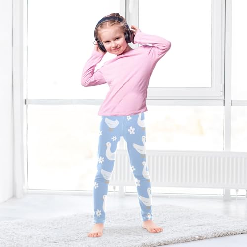 White Goose Flower Girls Casual Leggings for Kids Printed Long Pant Bottoms Stretch and Soft4