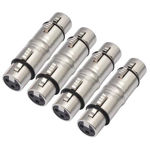 Adaptador XLR hembra a hembra de 3 pines para cable de audio y sistemas PA de sonido pack de 4